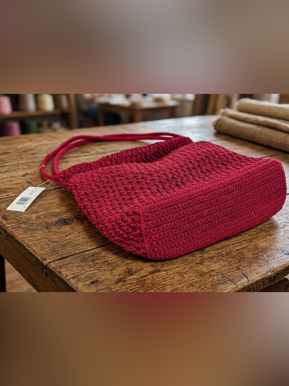 Amanda Smith Knit Shoulder Bag in Deep Red